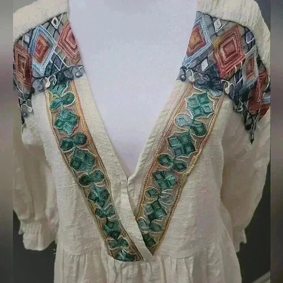 Umgee Embroidered Boho Peplum Cottage core Prairie Gauzy Women's Size Medium - Picture 2 of 6